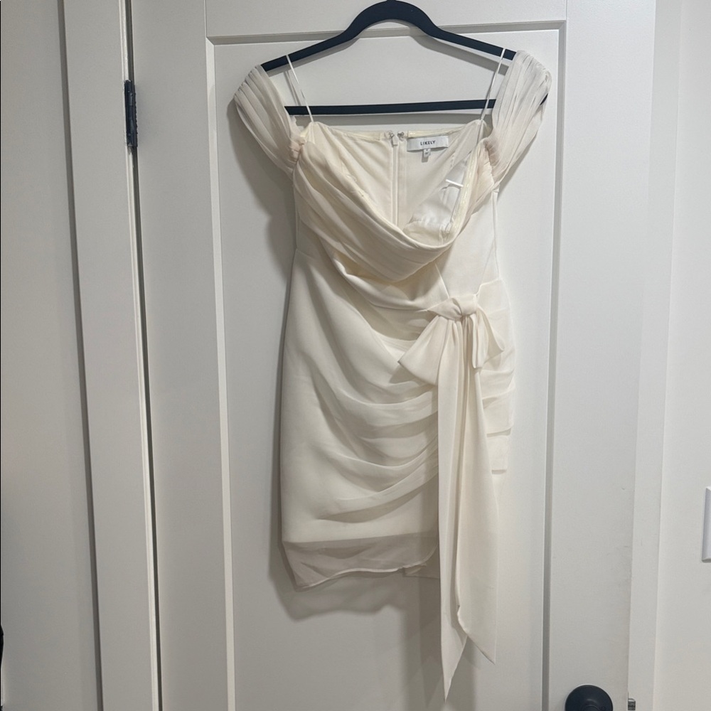 White Draped Off The Shoulder Mini Dress
